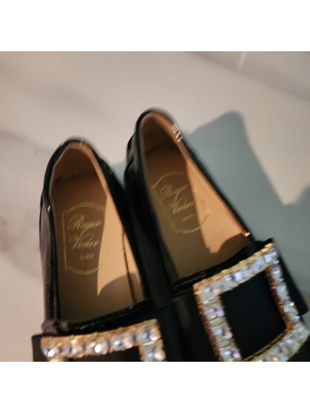 New Black Patent Crystal Buckle Loafers Women’s Fits Size 8 – Luxury-Inspired - Picture 11 of 12